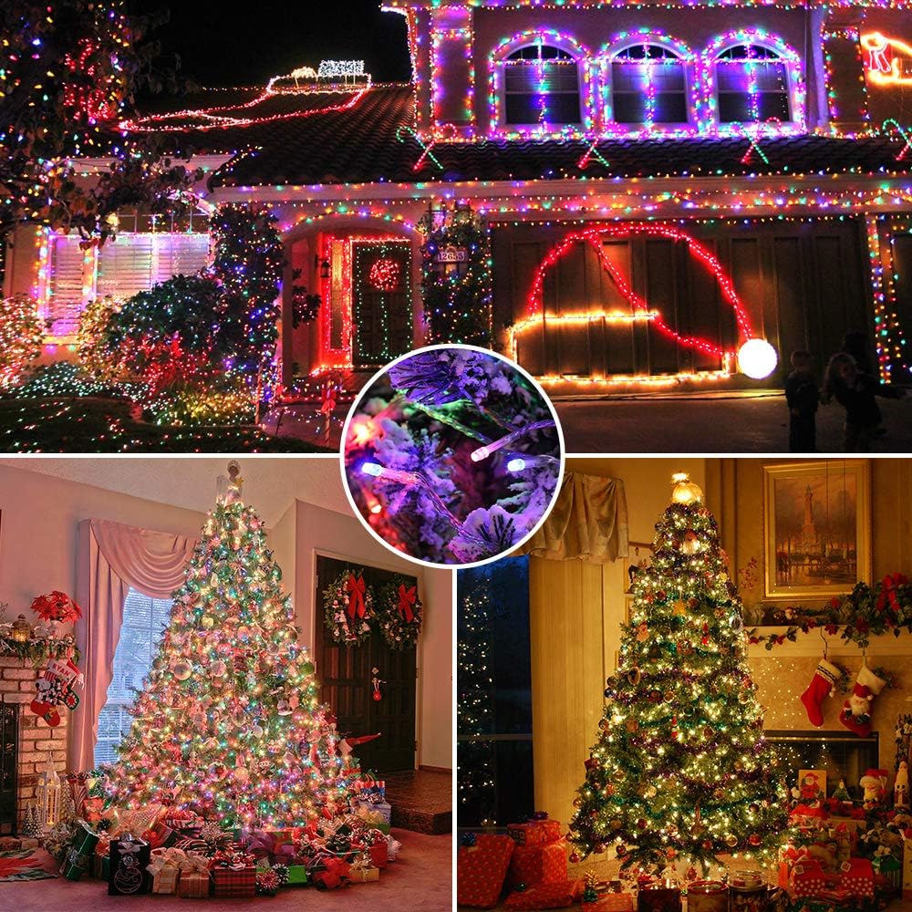 BrizLabs Christmas Lights, 180ft 500 LED Color Changing String Lights, 11 Modes Warm White & Multicolor Christmas Tree Lights with Remote, Dimmable Christmas Lights String Clear Wire for Xmas Decor