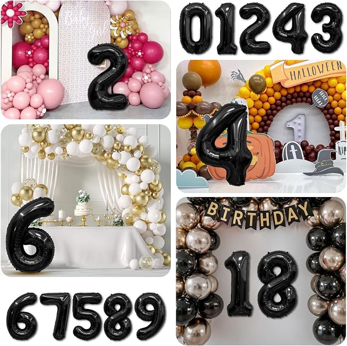 Black Number Balloons 60 Balloon Numbers 60th Number Balloon Foil Mylar Party - Image 5