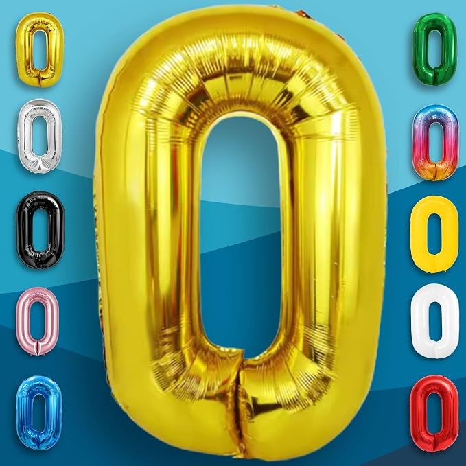 Gold Number Balloon 0 Mylar Foil Balloons 40 inch - Image 3