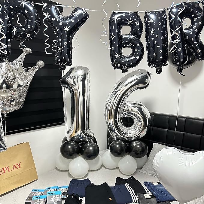 Silver Number 6 Balloon 40 Inch, 6th Birthday Party Decorations Men Women | - Image 7