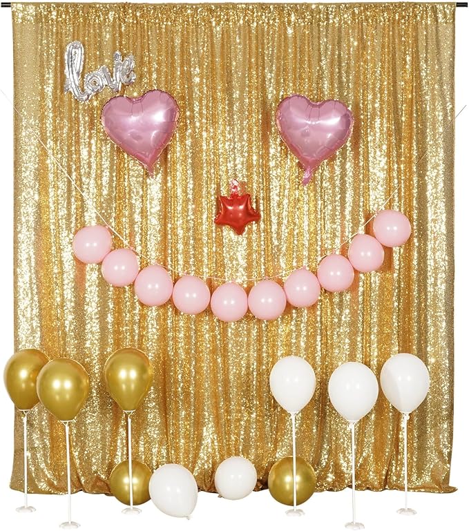Poise3EHome Gold Sequin Backdrop, 8FT x 8FT Sequin Photography Backdrop Curtain - Image 3
