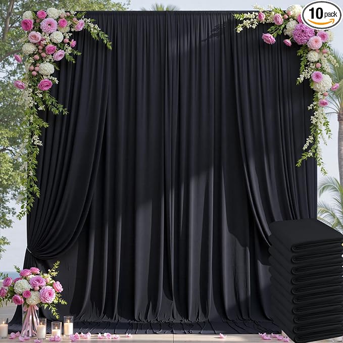 50×14ft Wrinkle Free Black Backdrop Curtain by ENJOYYOURPARTY