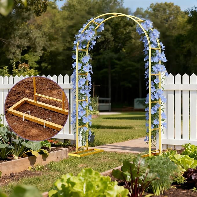 6.6FT Metal Wedding Arch Backdrop Stand Gold Arbor Frame - Image 7