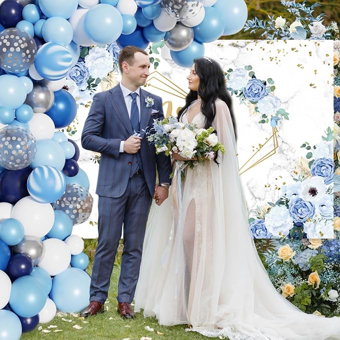 AIBIIN 8x6ft Mr and Mrs Floral Backdrop - Image 2