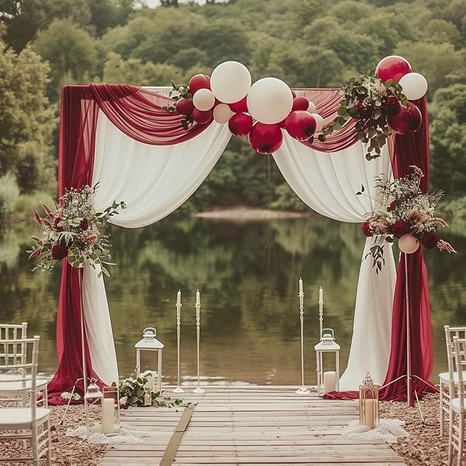 Wedding Arch Draping Fabric Backdrop Drapes 4 Panels, Burgundy | 28.7"x20FT - Image 6