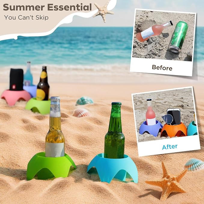 Uarzt 8-Pack Beach Sand Coasters Drink Cup Holders - Image 2