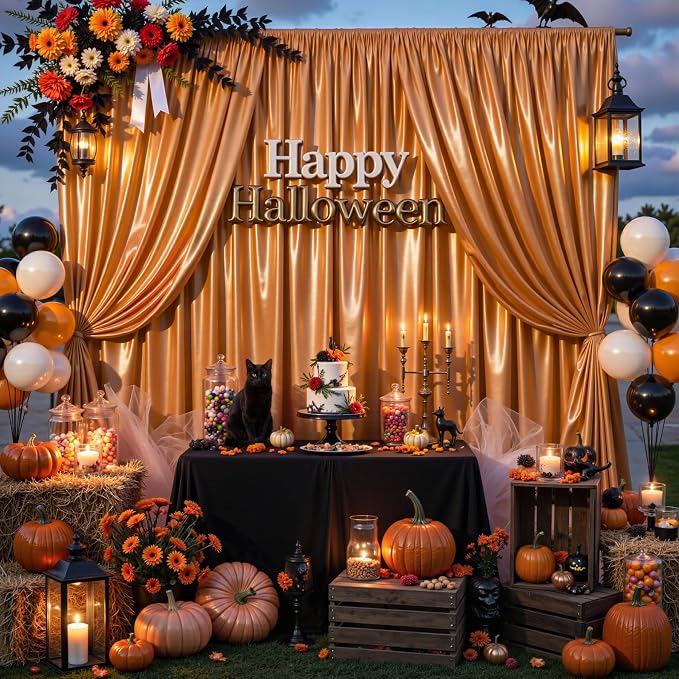30x10ft Rust Orange Glitter Backdrop Curtain - Image 4