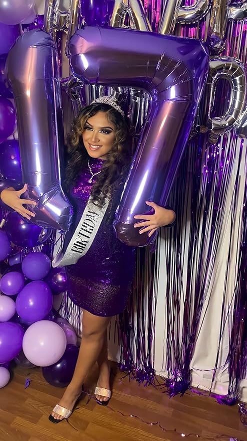 Number Balloons Purple 17 Balloon 40 inch - Image 3