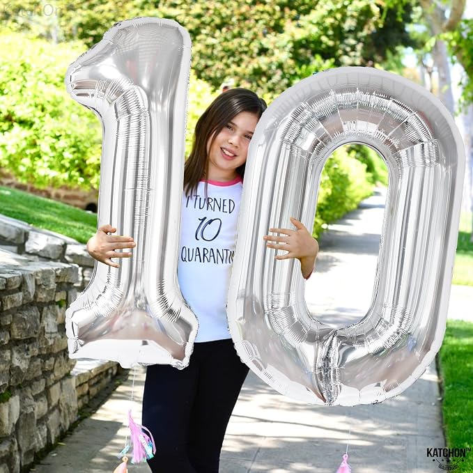 KatchOn Silver Number 0 Balloon 40 Inch | Mylar 0 Number Balloon - Image 2