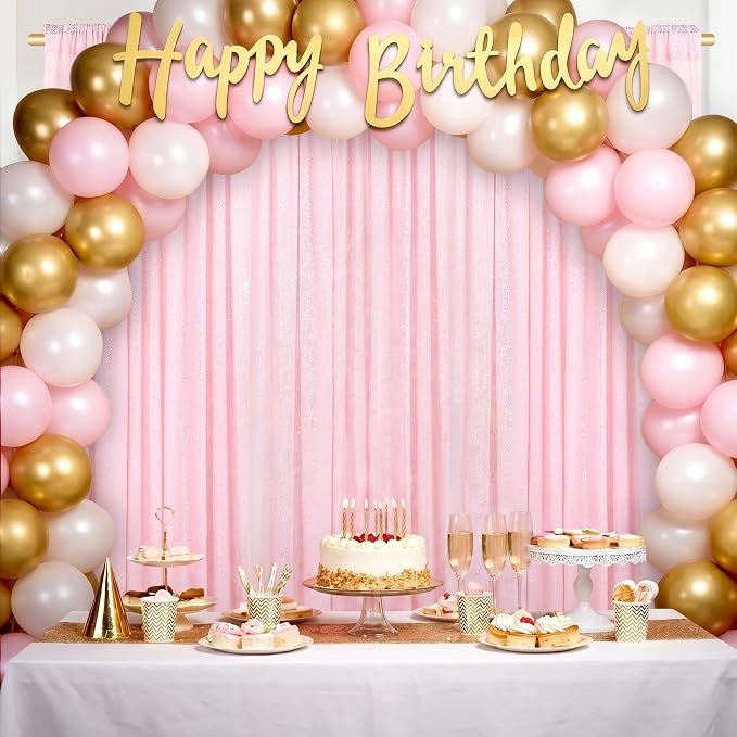 Pink Sequin Backdrop Curtains-2 Panels 2FTx8FT Pink Backdrop - Image 4