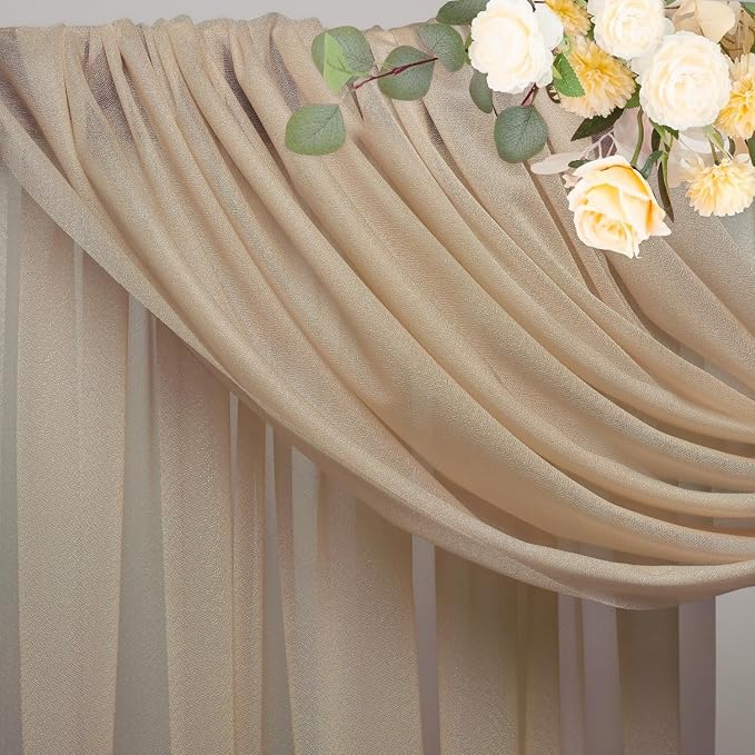 Nude Wedding Arch Draping Fabric Backdrop Drapes Sheer 28.7" x 20FT | Sheer - Image 5