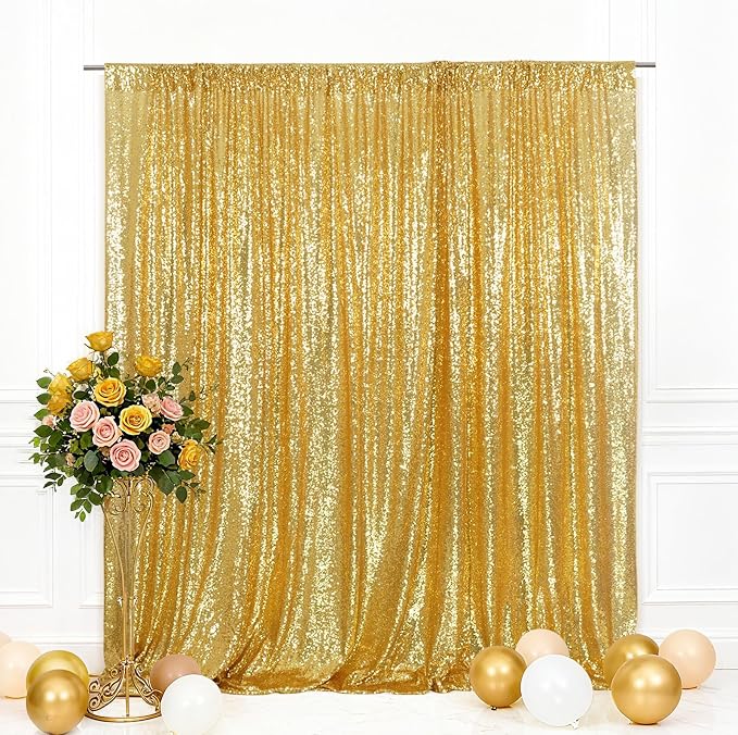 Eternal Beauty Gold 3mm Sequin Backdrop 5x7 Ft by EternalBeauty
