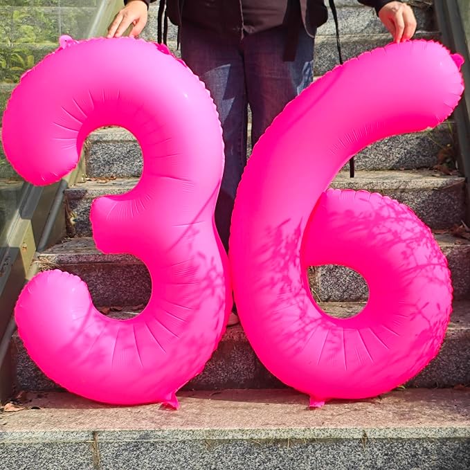 40 in Fluorescent Pink Birthday Balloon Number 2 Pink Fluorescent Number 2 | - Image 4