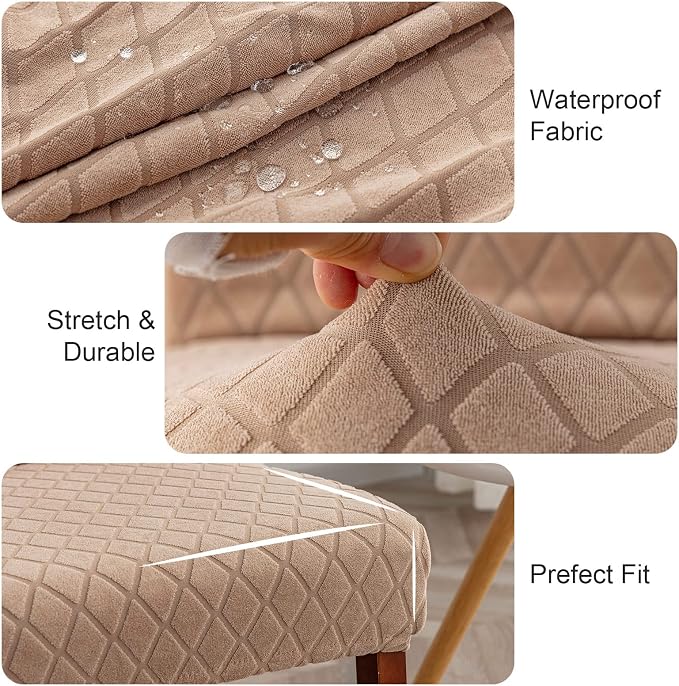 Waterproof Dining Chair Covers Set of 4 Parsons Chair Slipcovers | Double - Image 3