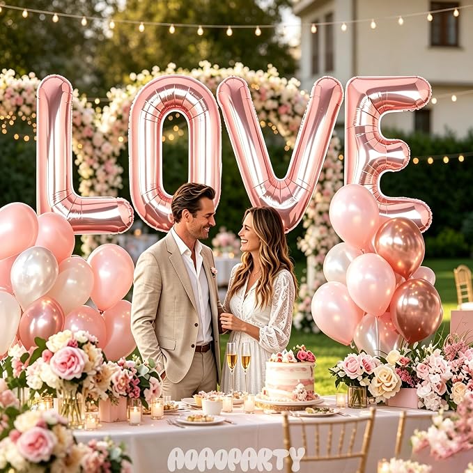 Letter Balloons Rose Gold 40 Inch M Large Big Foil Mylar Balloon | - Image 5