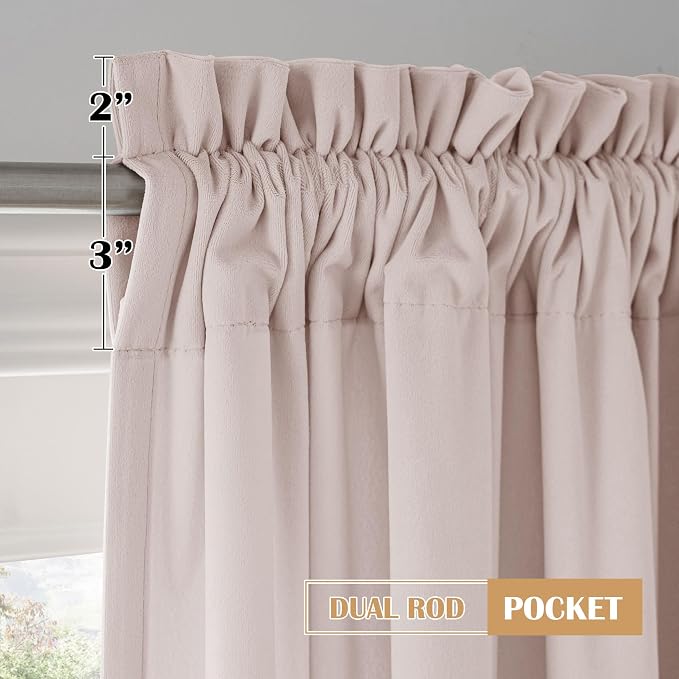 Beauoop Velvet Curtains for Bedroom Living Room Pink 52x84 2 Panels | Soft - Image 9