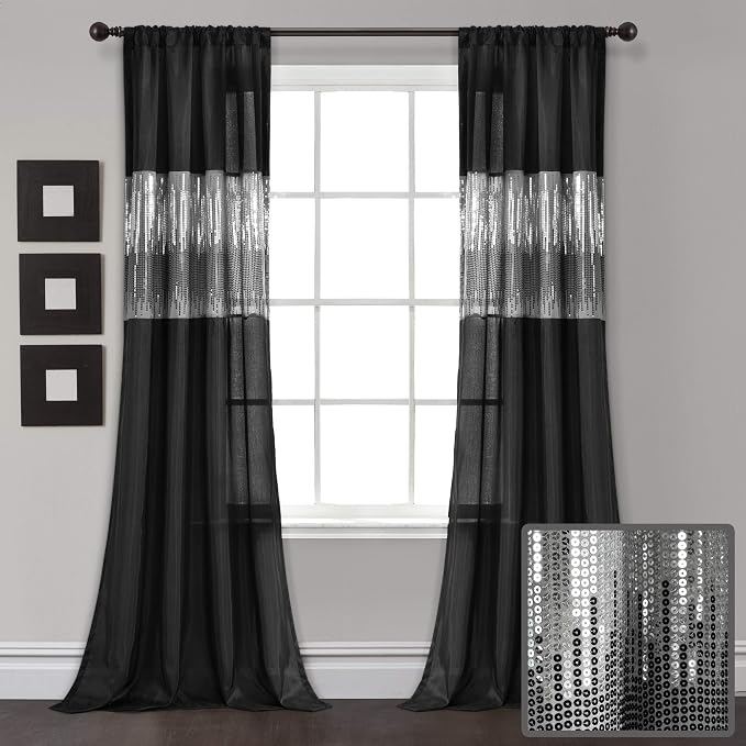 Lush Decor Night Sky Window Curtain Panel, Single 42"W x 84"L Black - Image 7