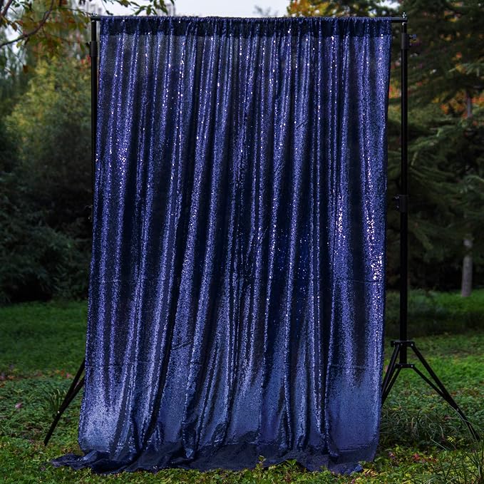 JYFLZQ Navy Blue Sequin Backdrop Curtains 2ft x 8ft 4 Panel Glitter Photo Booth - Image 2