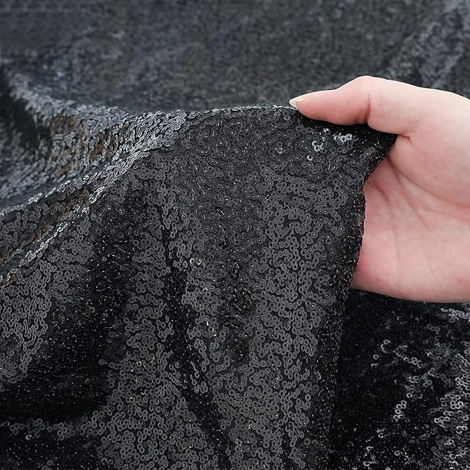 Sugargirl Halloween Black Sequin Backdrop Curtain 6 Panels 2FTx8FT Glitter - Image 5
