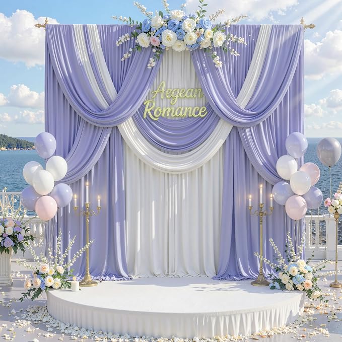 10 ft x 10 ft Wrinkle Free Lavender Backdrop Curtain - Image 2