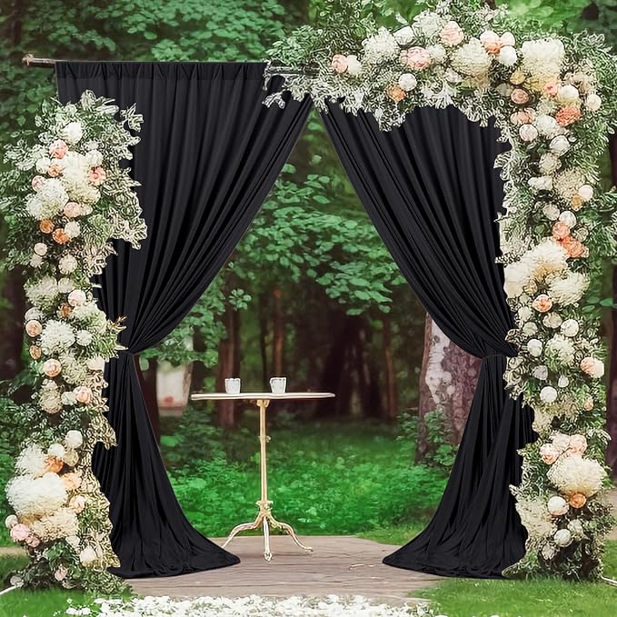 Black Backdrop Curtains for Parties - 10ft x 8ft Party Photo Background Curtain - Image 4