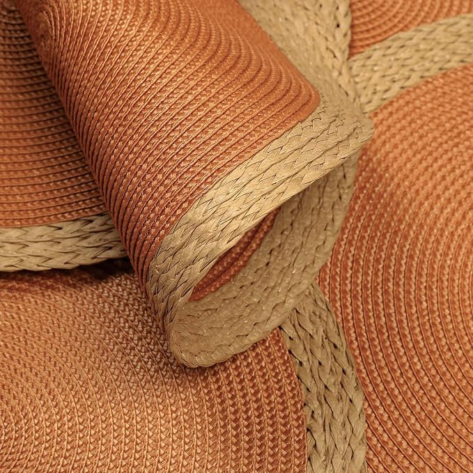 Round Placemats Set of 8, Woven Table Mats, Wide Edge, 15 Inch Diameter - Image 3