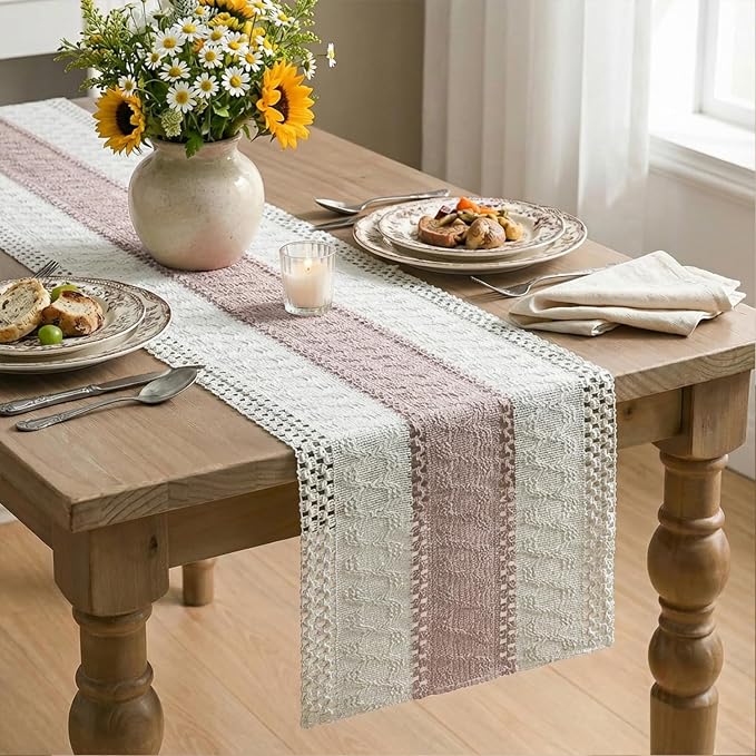 Artoid Mode Pink Farmhouse Rustic Table Runner 12x120 Inch | Seasonal Holiday - Image 4