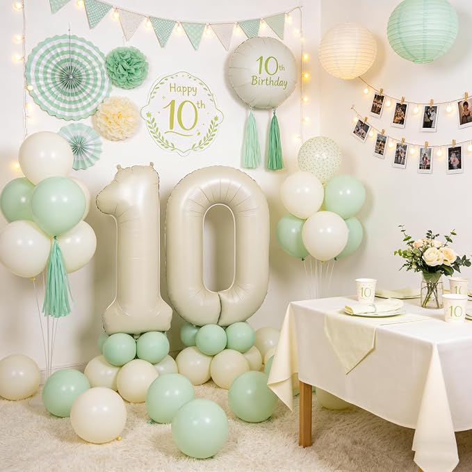 40 In Cream white Number Balloons Helium Foil Mylar Balloon Digital 37 | - Image 4