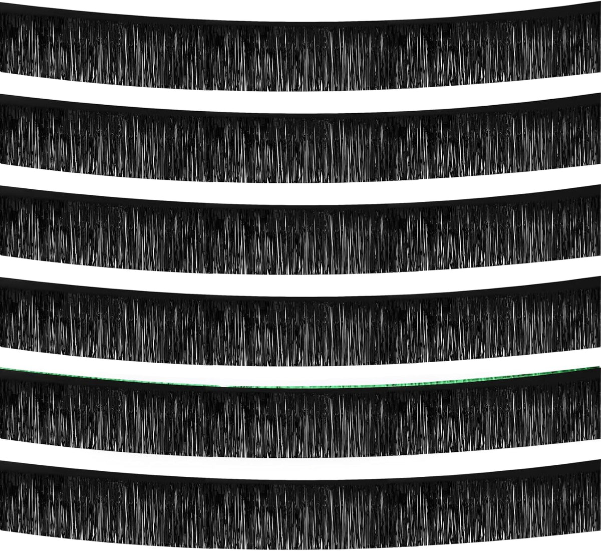 Black Foil Fringe Garland 10FT 6packs, Metallic Foil Tinsel Fringe Banners for Parade Float Decorations Wedding, Birthday Party Graduation (six Black)
