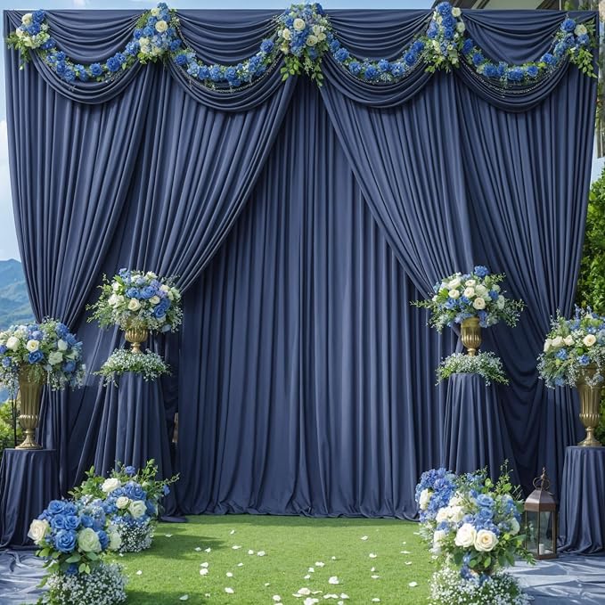 4 Panels Navy Blue Backdrop Curtains - Image 9