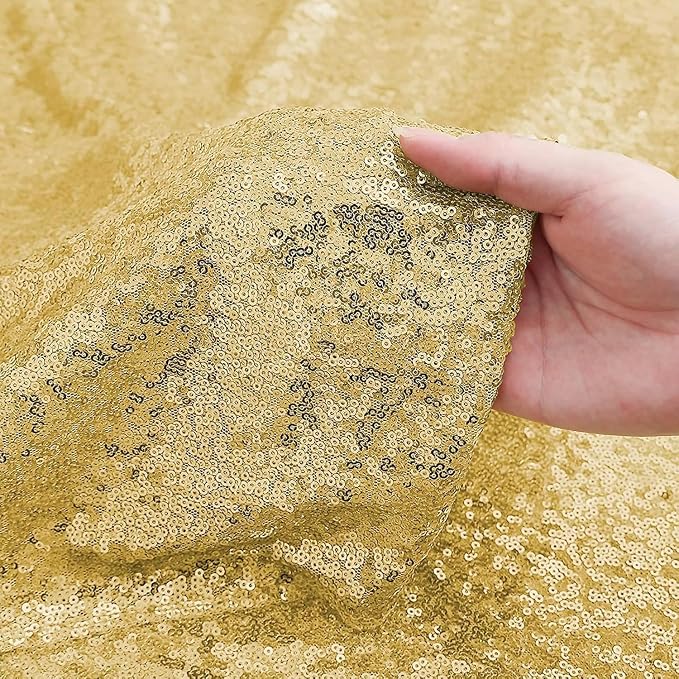 Sugargirl Gold Sequin Backdrop Curtain 7FTx7FT Glitter Gold Background Drapes - Image 4