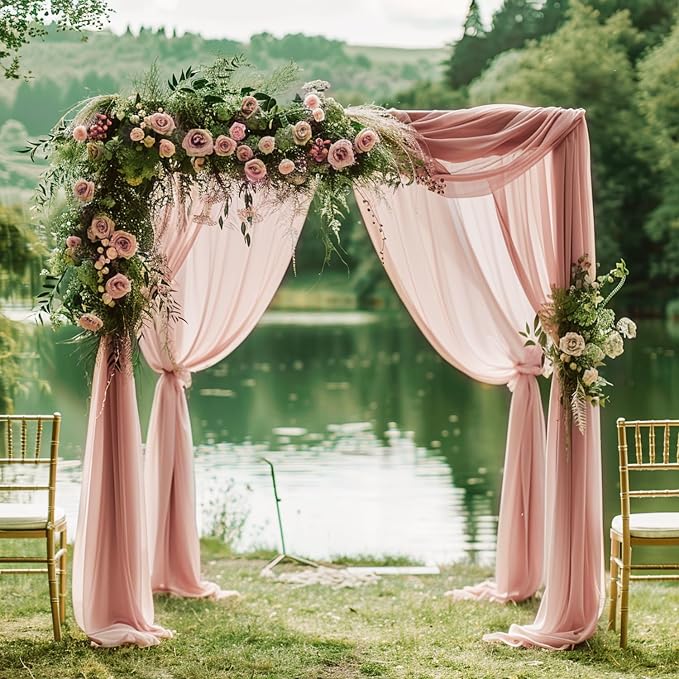 Wedding Arch Draping Fabric Backdrop Drapes 6 Panels, Dusty Rose | 28.7"x20FT - Image 6
