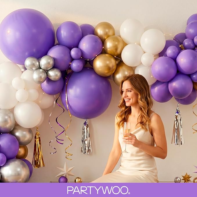 PartyWoo Purple Balloons 152pcs Different Sizes of 18 12 10 5 Inch Purple - Image 9