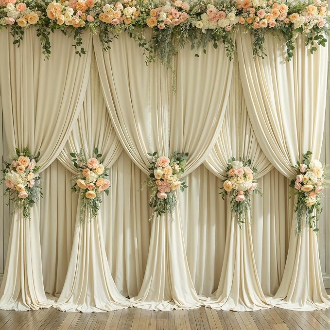 10x12 Backdrop Curtains for Wedding Party Wrinkle Free Beige Backdrops Curtain - Image 9