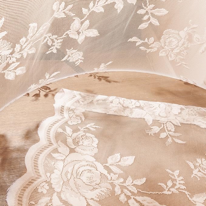 SEEKRIGHT Blush Pink Lace Curtains - Image 8