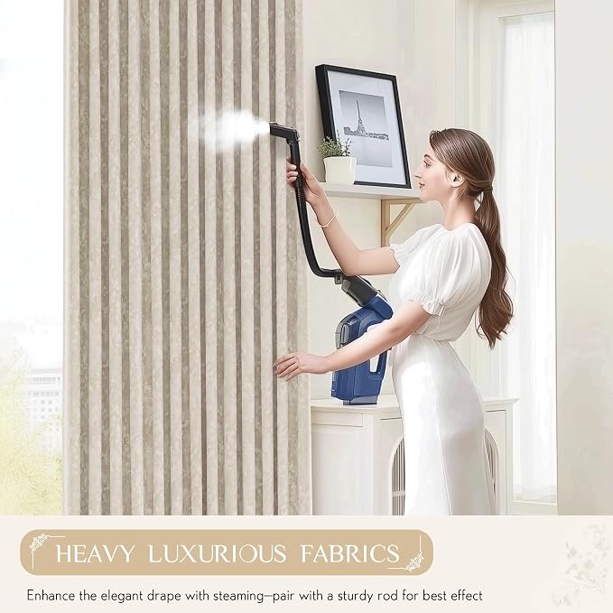 Beauoop Beige Floral Jacquard Blackout Curtains - Image 5