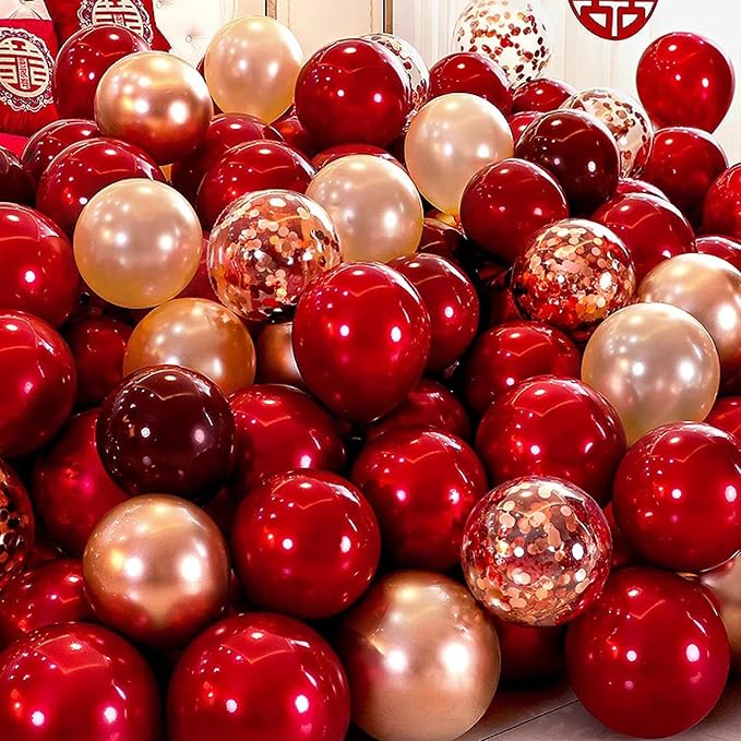 Voircoloria 66pcs Ruby Red Dark Red Latex Party Balloons, 12inch | - Image 4