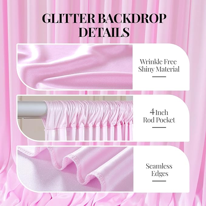 20x10ft Pink Glitter Backdrop Curtain - Image 4