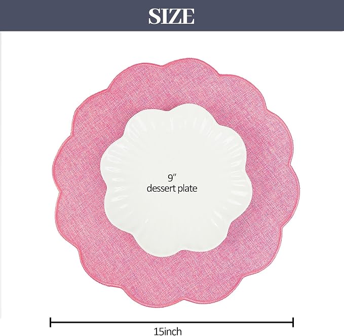 AHHFSMEI Round Faux Linen Placemats Set of 4 Heat Resistant Non-Slip Stain - Image 2