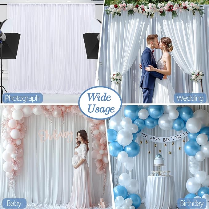 40x10ft Wrinkle Free White Backdrop Curtain - Image 5