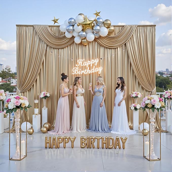 20x10FT Champagne Sequin Backdrop Curtain - Image 3