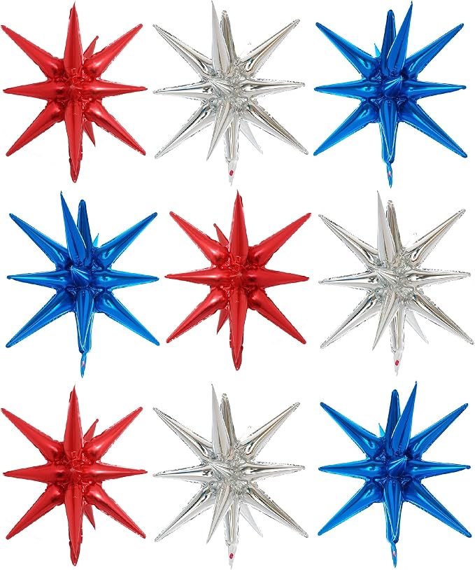 9PCS Blue Red White Explosion Balloons - Image 6
