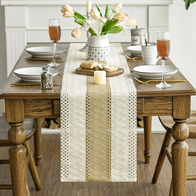 Artoid Mode Burlap Brown Farmhouse Rustic Table Runner 12x48 Inch | Seasonal - Image 2