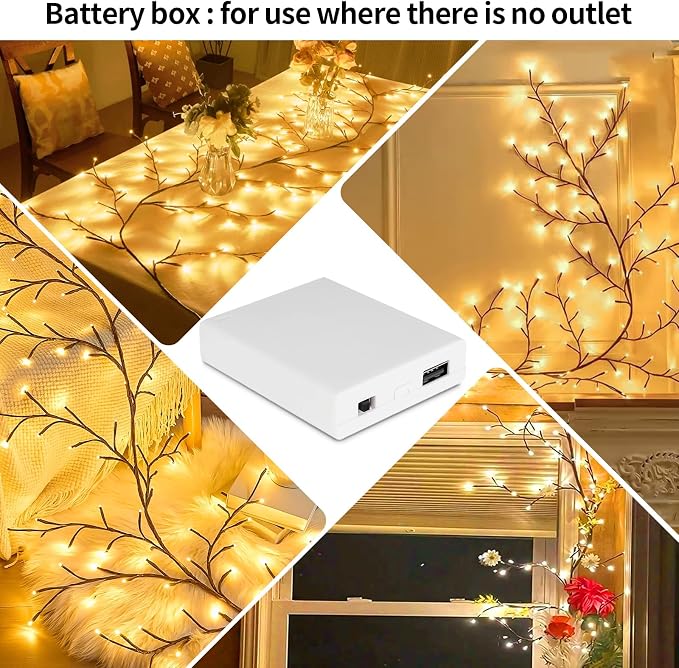 7.55FT 144LED 2PCS Brown USB Tree Branch Lights - Image 7
