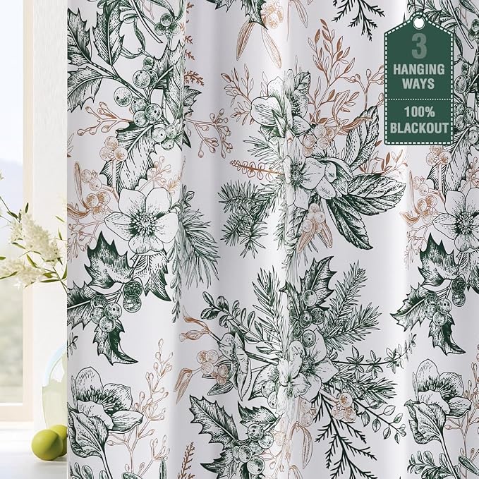H.VERSAILTEX Vintage Floral Curtains 108 inch Length 2 Panels Set 100% Blackout by HVERSAILTEX