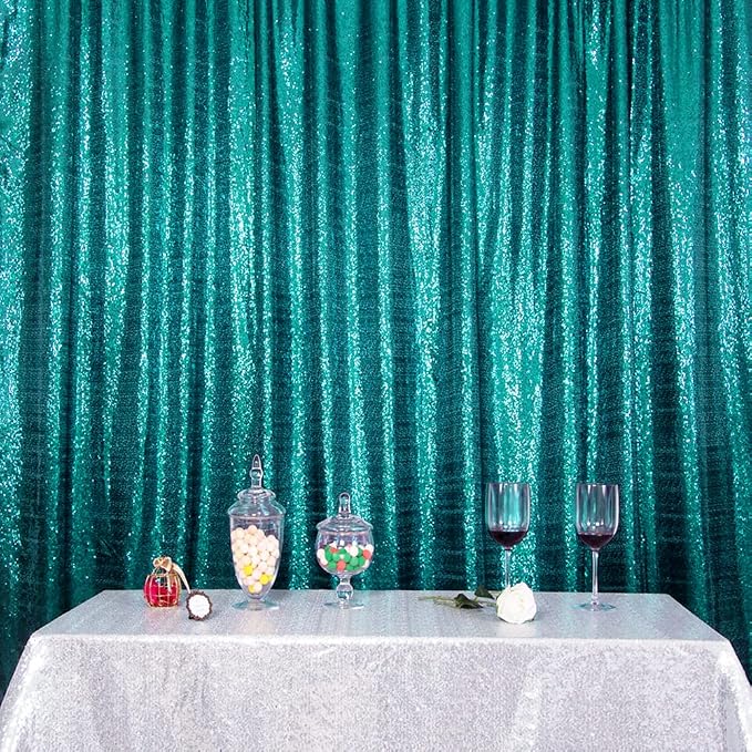 SquarePie 6x8ft Teal Sequin Backdrop, High Density Non-Transparent Glitter - Image 9