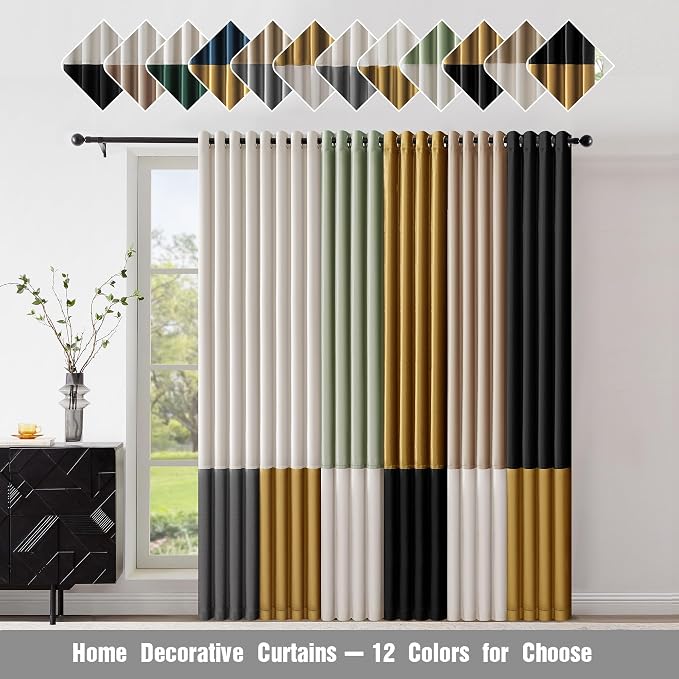 BULBUL Luxury Two Tone Velvet Curtains 120 inch- Cream Ivory Champagne | Modern - Image 7