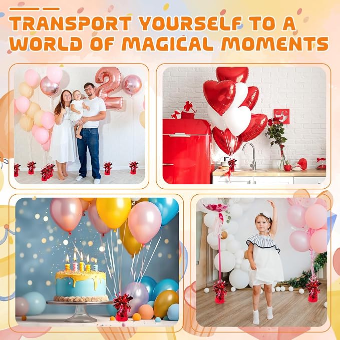 6 Pack Red Balloon Weights Metallic Holder Anchors Balloon Holder Weights - Image 5