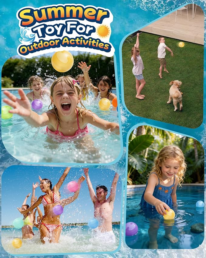 12PCS Reusable Water Balloons No Magnets, 100% Silicone Quick Fill Water Balls - Image 7