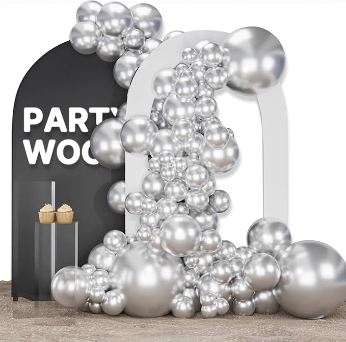 PartyWoo Silver Balloons 100pcs Different Sizes of 18 12 10 5 Inch | Balloons by PartyWoo